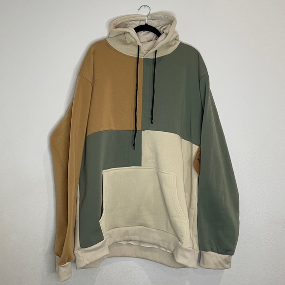 NEW Brooklyn Laundry Pullover Hoodie‎ Jacket Men Size 4XL Green Tan Color Block - Picture 1 of 2